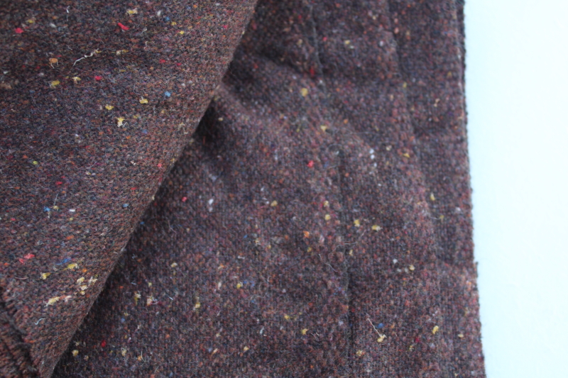 mid-century vintage wool blend tweed fabric, brown w/ multi colored flecks