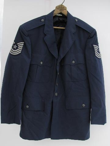 mid-century Vietnam vintage, USAF blue uniform jacket w/patches&buttons