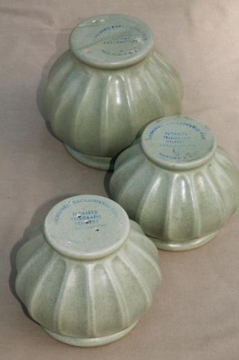 mid-century mod matte green glaze floraline pottery planters & vases collection