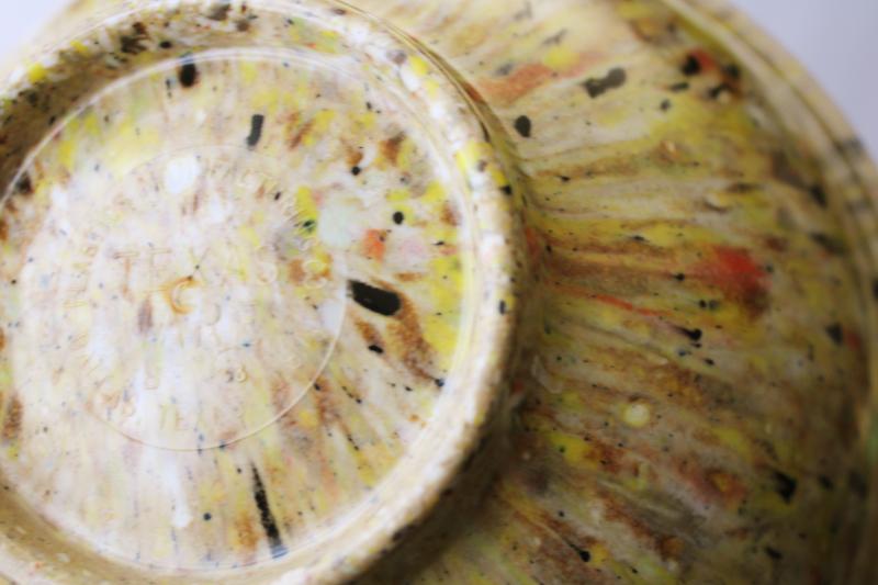 mid-century mod vintage Texas Ware confetti splatter melamine bowl, retro melmac