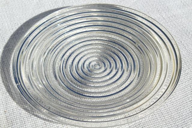mid-century modern vintage Manhattan glass salad plates mod bullseye concentric circles