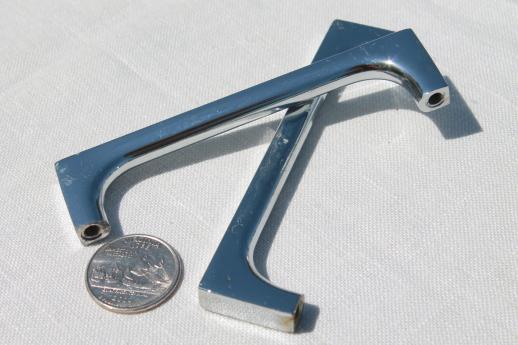 mid-century modern vintage hardware, industrial chrome metal drawer pull handles