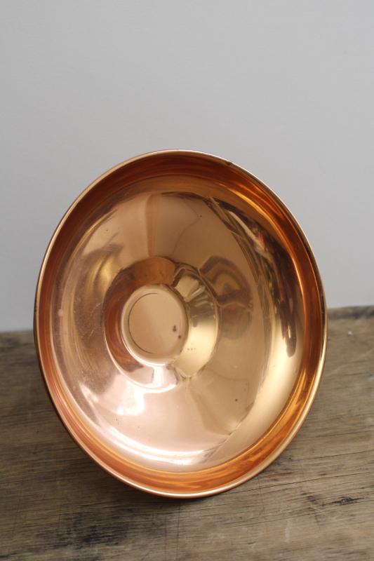mid-century modern vintage solid copper tazza, pedestal plate, compote or candy dish 
