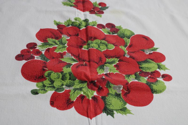 mid-century vintage Christmas print cotton tablecloth, retro holiday decor
