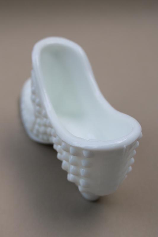 mid-century vintage Fenton hobnail milk glass shoe collectible figurine