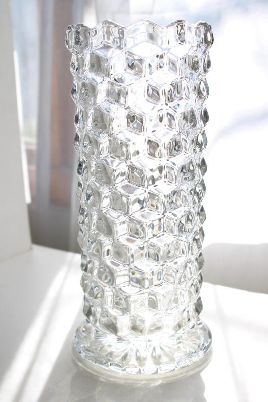 mid-century vintage Fostoria American pattern clear pressed glass vase