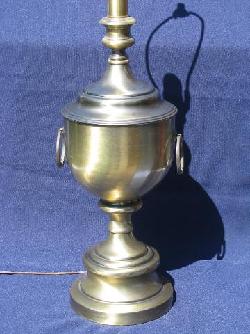 mid-century vintage brushed brass table lamp, huge urn w/ handles