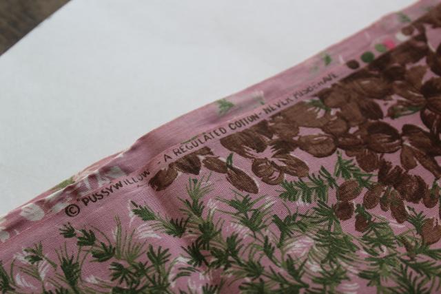 mid-century vintage fabric, lilacs & roses print regulated cotton material