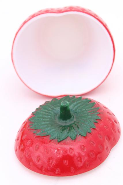 mid-century vintage milk glass red strawberry jam pot / jam jar, retro kitchenware