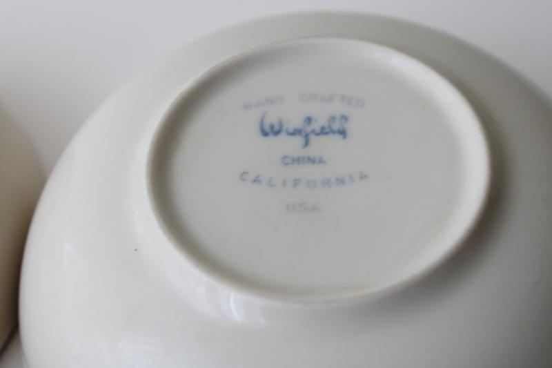 mid-century vintage pottery dinnerware, Winfield Ware passion flower cereal bowls