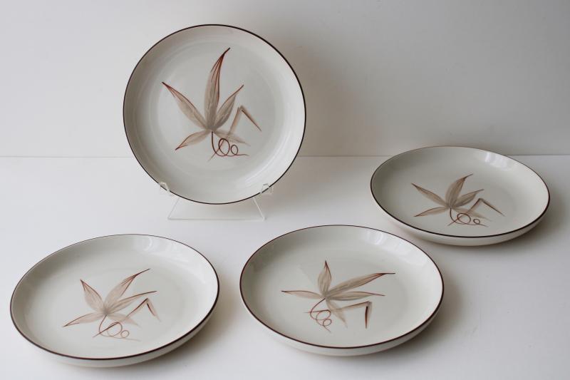 mid-century vintage pottery dinnerware, Winfield Ware passion flower salad plates