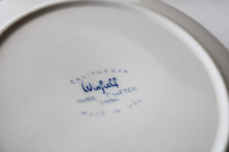mid-century vintage pottery dinnerware, Winfield Ware passion flower salad plates