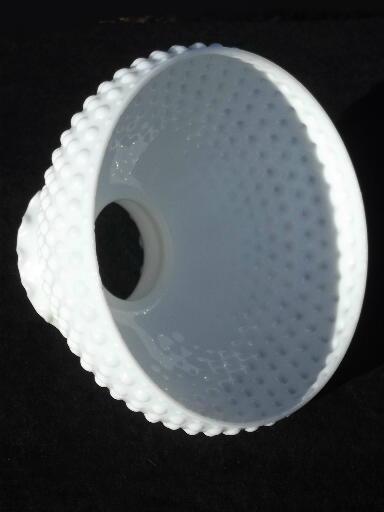milk white hobnail glass shade for student lamp, vintage replacement part