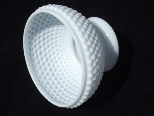 milk white hobnail glass shade for student lamp, vintage replacement part
