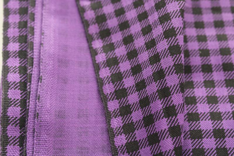mini buffalo check plaid fabric, purple & black cotton / poly shirting or craft material