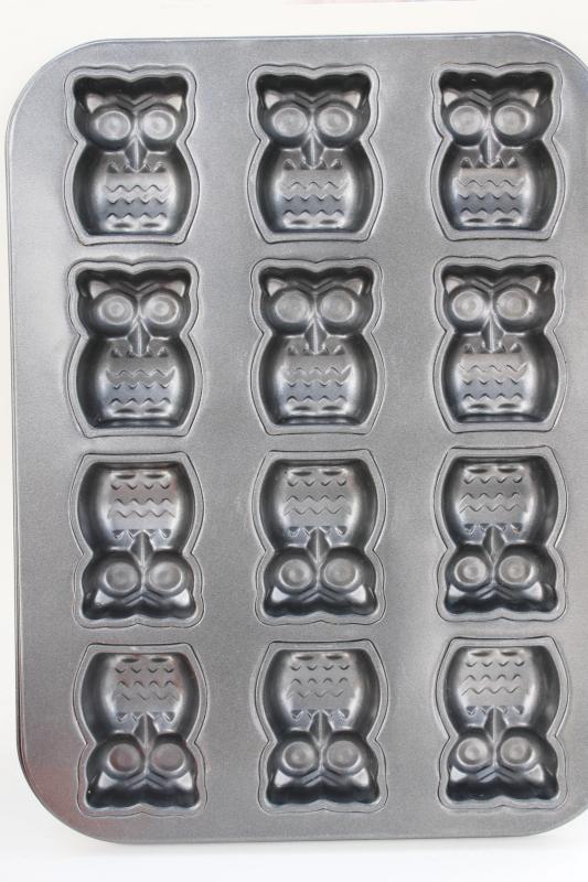 mini owls cakelet pan, non-stick baking pan for individual cakes or party food mold