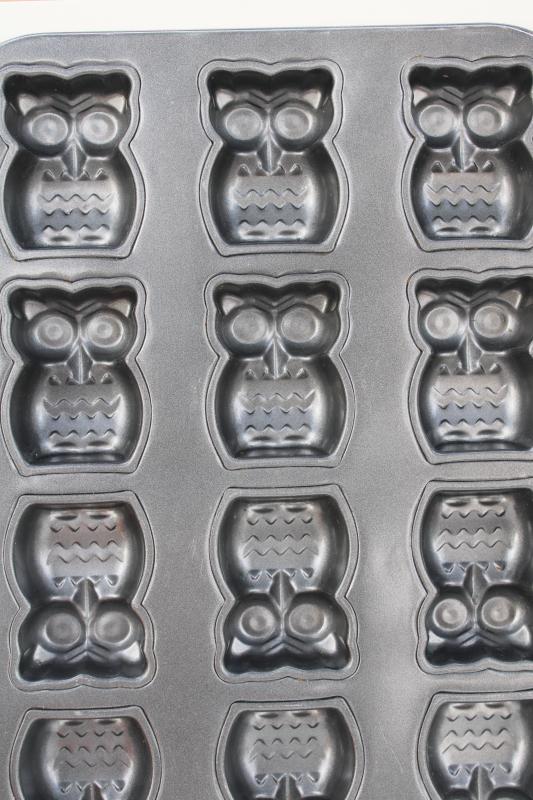 mini owls cakelet pan, non-stick baking pan for individual cakes or party food mold
