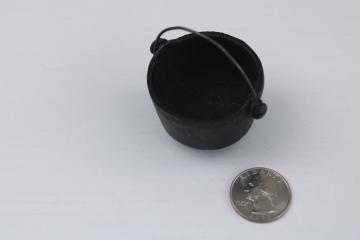 miniature cast iron cauldron, cooking pot for vintage toy stove or Halloween candle holder