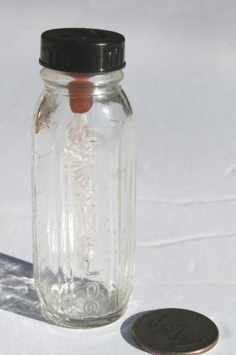 miniature glass Evenflo baby bottle w/ rubber nipple, working