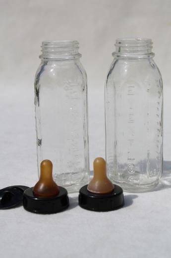 miniature glass baby bottles w/ rubber nipples, Evenflo baby doll bottles for pet nursers