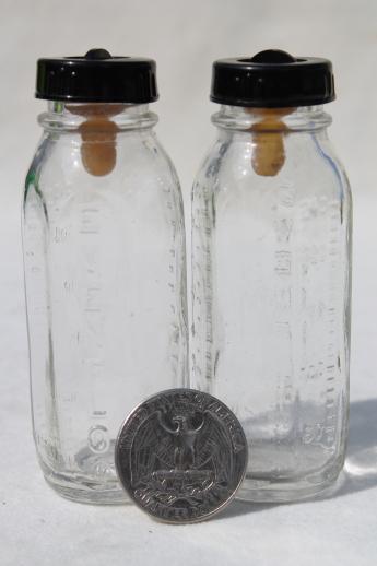 miniature glass Evenflo baby bottle w/ rubber nipple, working