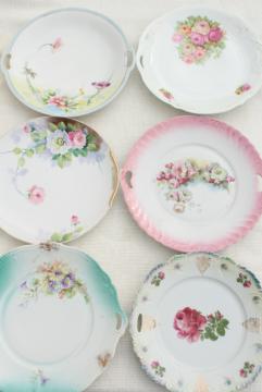 mismatched antique vintage china plates w/ different patterns, flowers &  bouquets