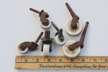 mixed lot antique white porcelain china wheels furniture casters, vintage salvage hardware