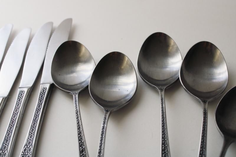mod vintage Japan Supreme flatware (Towle) heavy stainless textured circles satin finish