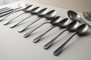 mod vintage Japan Supreme flatware (Towle) heavy stainless textured circles satin finish