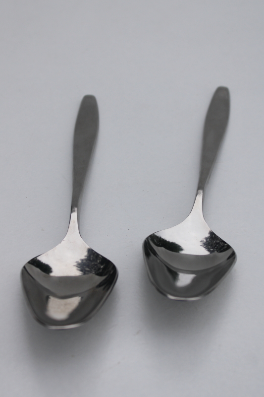 mod vintage Japan stainless flatware, Rhineland Easterling minimalist modern serving spoons