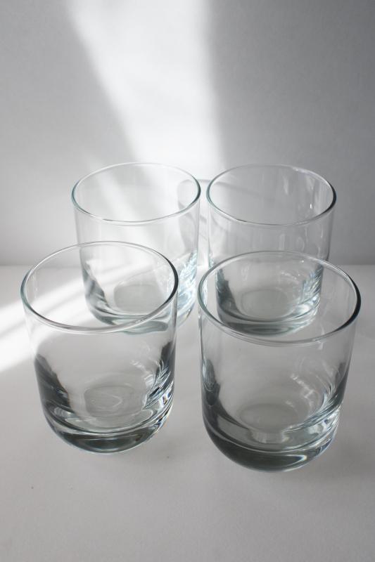 mod vintage Libbey roly poly bar glasses, prismatic crystal clear glass weighted bottom