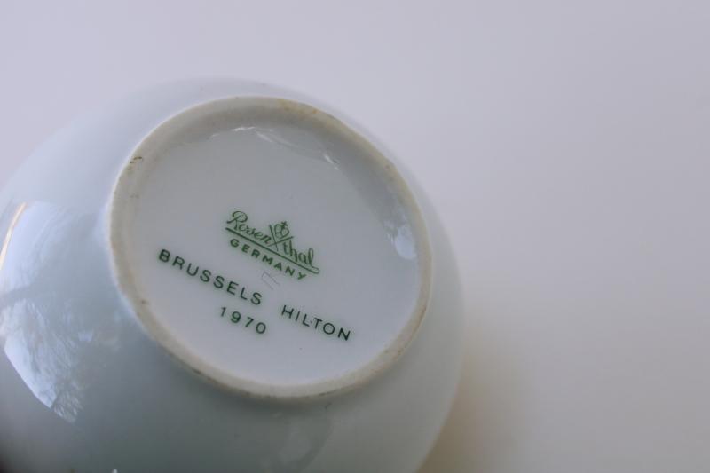 mod vintage Rosenthal china mini creamer, Brussels Hilton hotel 1970