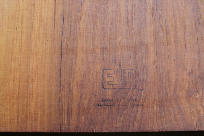 mod vintage Thailand teak wood flatware box w/ tambour cover like a rolltop desk