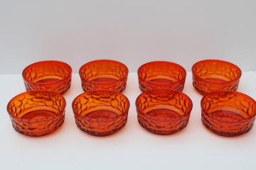mod vintage flame orange bowls for fruit salad or dessert dishes, Fostoria Pebble Beach pattern