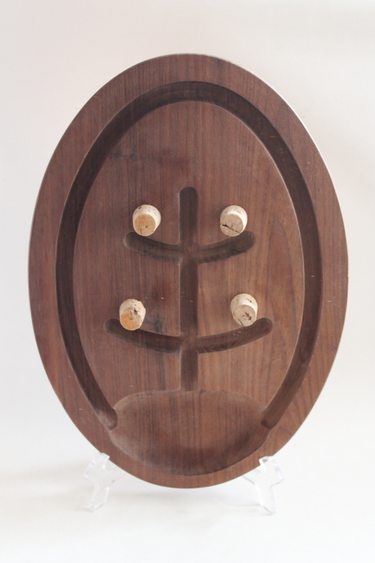 mod vintage walnut wood carving board, Gladmark California handcrafted serving tray platter
