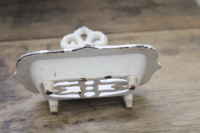 modern farmhouse or french country style cast iron soap dish w/ distressed vintage look