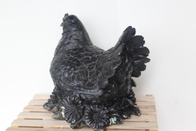 modern farmhouse style, life size nesting mama hen chicken, vintage country decor
