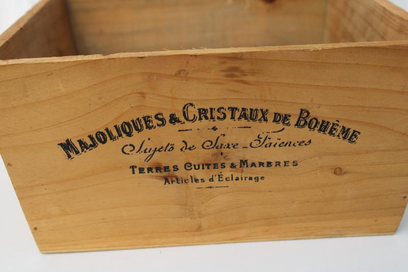 modern farmhouse wood box w/ script lettering antique style French graphics