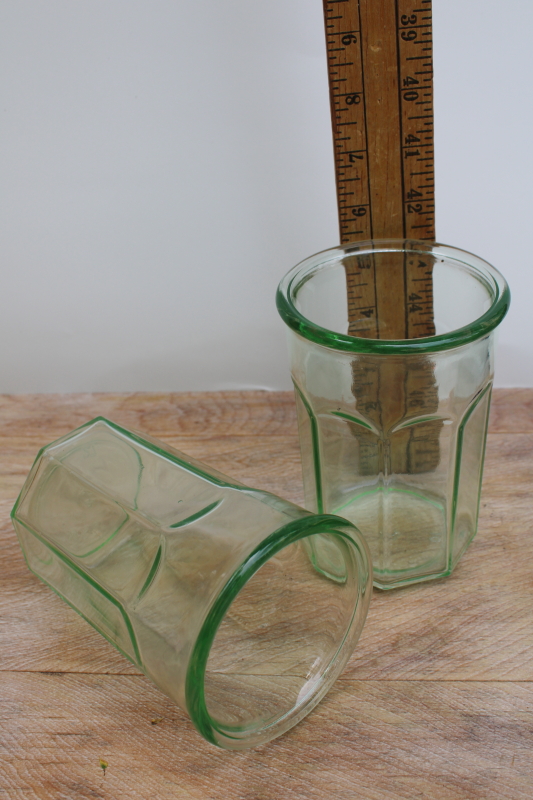 modern kitchen glassware, pale green glass large tumbler jars Anchor Hocking