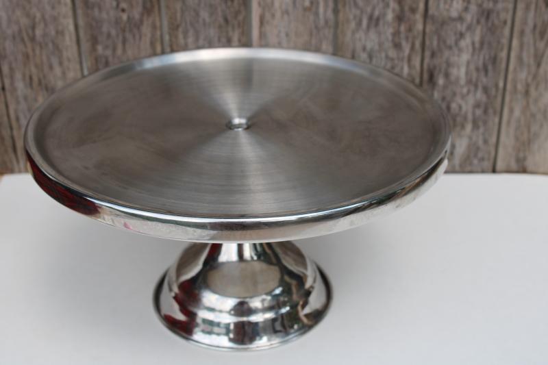 modern minimalist stainless steel pedestal tray buffet server plate or cake stand 