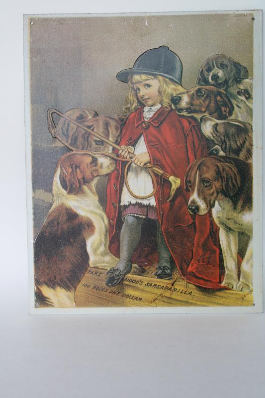modern vintage tin sign, reproduction antique Victorian trade card advertising graphics