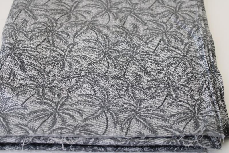 monochrome palm trees print canvas weight cotton fabric, modern coastal decor tropical
