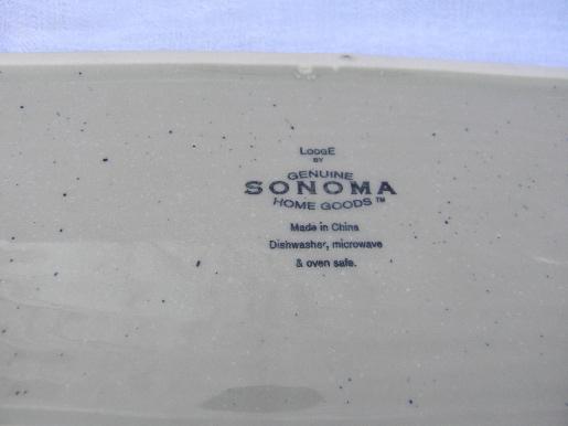moose Lodge / Sonoma log cabin pottery rectangular tray, twig handles