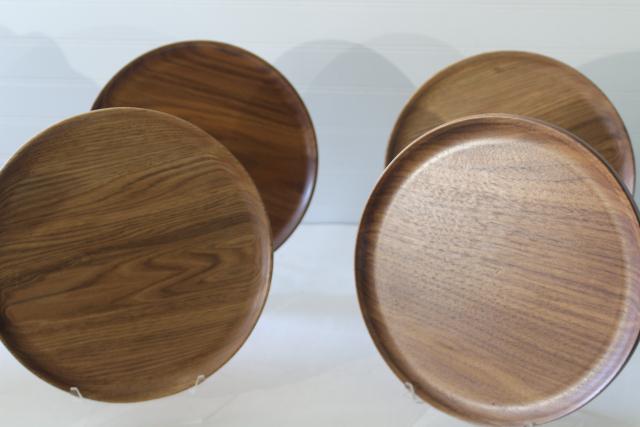 natural hardwood charger plates or trays, handcrafted black walnut & butternut wood