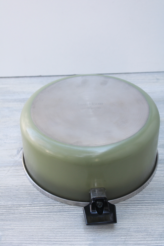 never used vintage West Bend avocado green cookware, 5 qt stock pot or dutch oven w/ lid
