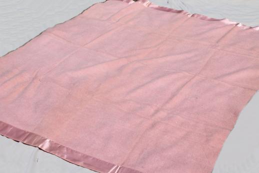 never used vintage wool blanket, moth-eaten but so soft! retro 50s pink blanket
