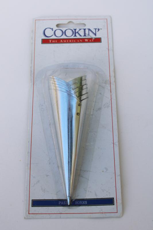 new in package vintage tinned steel cream horns pastry mold forms for cone shape