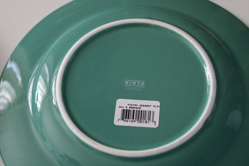 new w/ labels Vista Alegre Portugal salad plates set, Prisma pistache green solid color