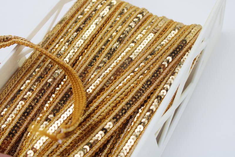 new old stock bolt of gold braid sequin trim for Christmas decorations, sewing or crafts