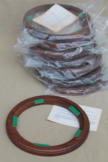 new old stock lot vintage wood frames for collector's plates, 7 1/2